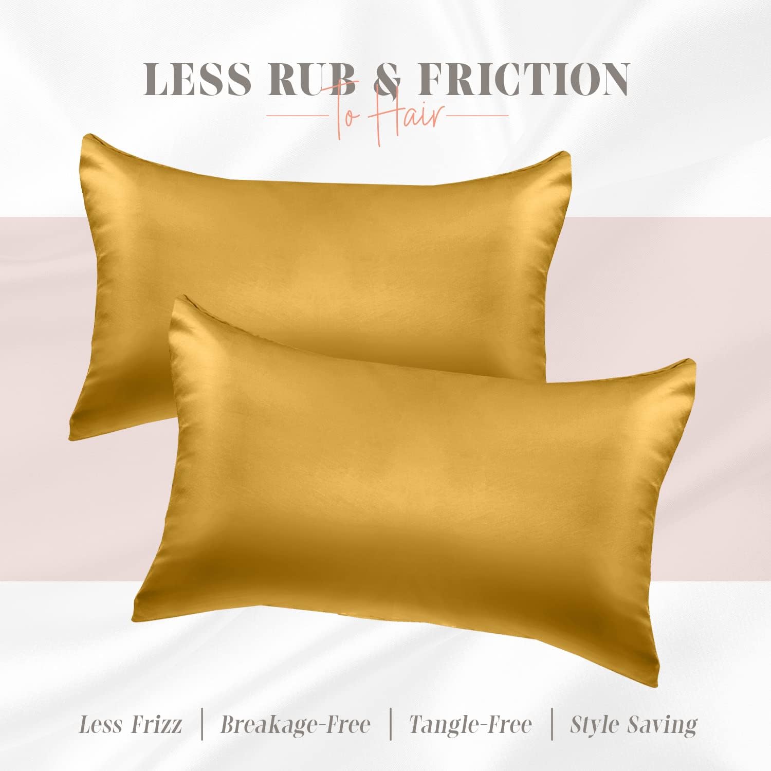 Elegantcomfort Elegant Comfort Silky and Luxurious 2-Piece Satin Pillowcase Set for Healthier Skin and Hair, Hidden Zipper Closure and Beau…