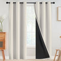 SimpleHome 100% Blackout Curtains for Bedroom, Thermal Insulated Cream Grommet Window Drapes Room Darkening Curtains for Living Room with Bl…