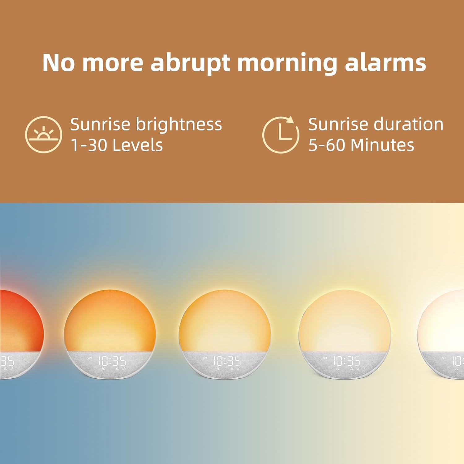Odokee Sunrise Alarm Clock White Noise Machine: Natural Wake Up Light - Dimmable Clock with Bluetooth Speaker for Bedroom - 25 Sleep…