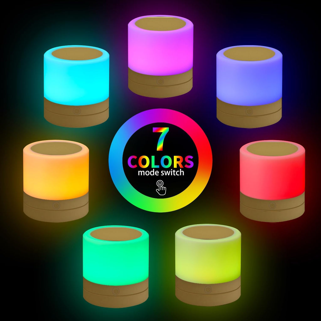 ERUN Nursery Night Light for Kids, USB Rechargeable Small Desk Lamp,13 RGB Colors & 4 Brightness & 1 Remote, Touch Bedside Cordless Table…