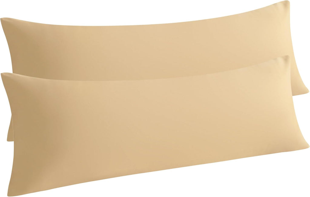 Ntbay 2 Pack Body Pillowcase, 20x54 inches, Light Taupe, Soft, Wrinkle, Fade Resistant, Envelope Closure, Microfiber, 2 Pillowcases, Set of…