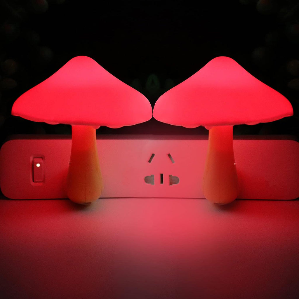 AUSAYE 4 Pack Plug in Night Light, Mushroom Light LED Nightlights for Kids, Adults, Bedroom, Bathroom, Hallway, Stairs, Kitchen Red
