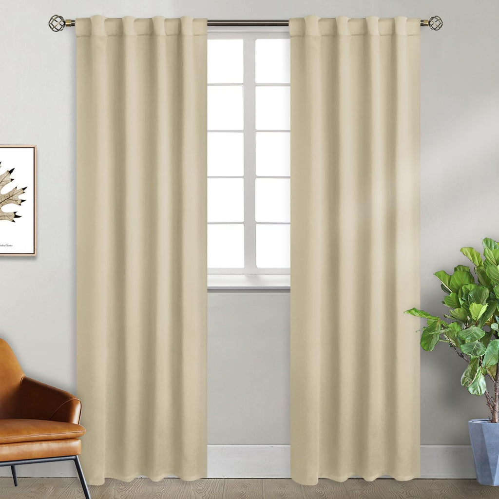 BGment Beige Room Darkening Curtains 84 inch Length - Rod Pocket and Back Tab Thermal Insulated Curtains for Bedroom/Living Room, 2 Panels…