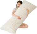 Memfydu Full Body Pillow with Fluffy Stripe Faux Fur Removable Cover, Long Bed Pillow Adult 20x54 Inches for Side Sleeper and Pregnancy, Be…