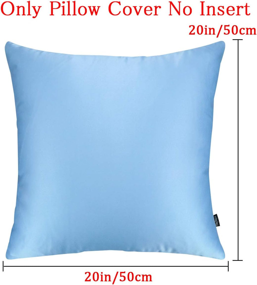Faylapa 4 Pack Satin Throw Pillow Cases, Sky Blue Heavy Silk Satin Decorative Pillow Covers Solid Dyed Soft Pillow Cover Home Decor,20" x…