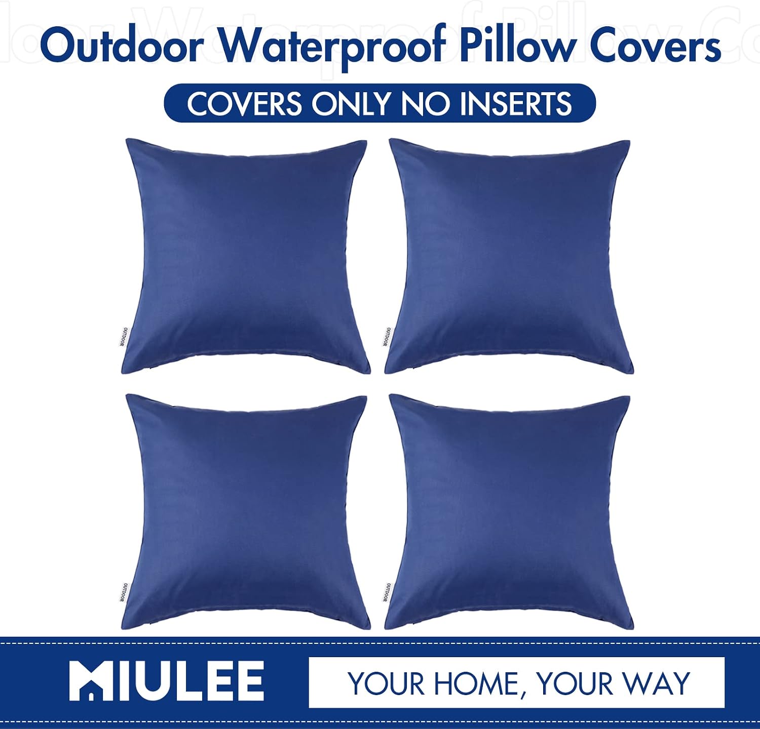 MIULEE Pack of 4 Decorative Outdoor Summer Pillow Covers Square Cushion Cases PU Coating Waterproof Throw Pillowcase Shell for Living…