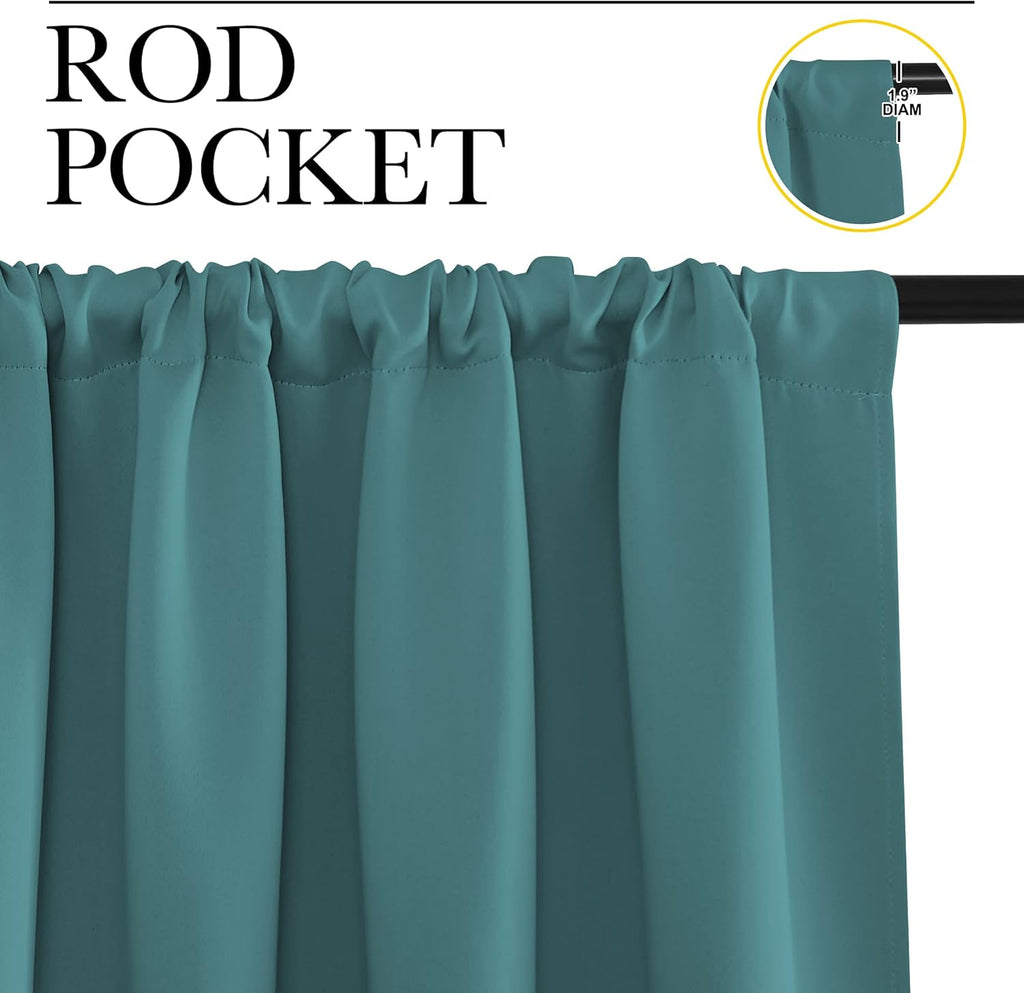 NICETOWN Window Curtains Blackout Drapes - Thermal Insulated Solid Rod Pocket Blackout Curtains/Draperies for Living Room (Sea Teal, 1…