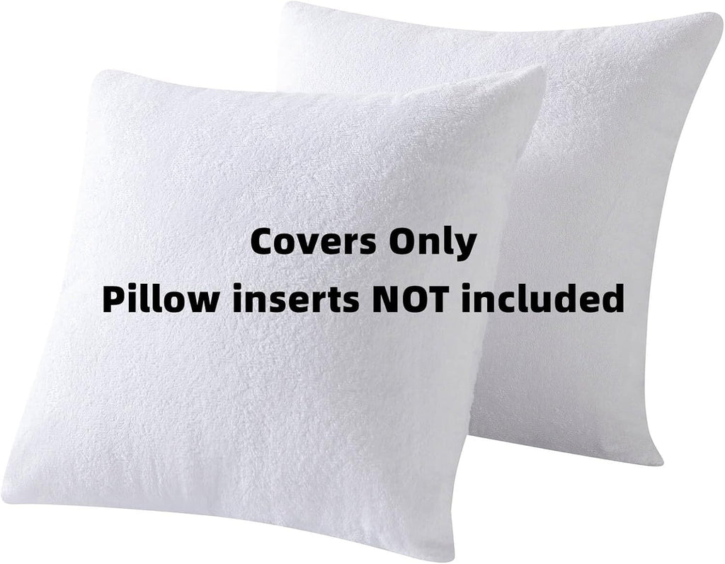 Kingnex Waterproof Feather Proof Pillow Protectors with Zipper 18x18 Pack of 2 Soft Bamboo Viscose Terry Zippered Square Pillow Covers for…