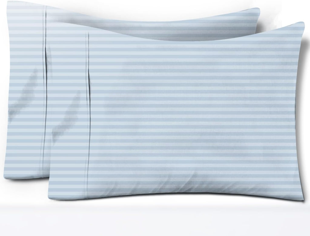 TEXAS LINEN CO. 100% Egyptian Cotton Pillow Cases Set of 2, Texan Talkin' Damask 600 Series Standard/Queen Pillowcase (Light Blue…