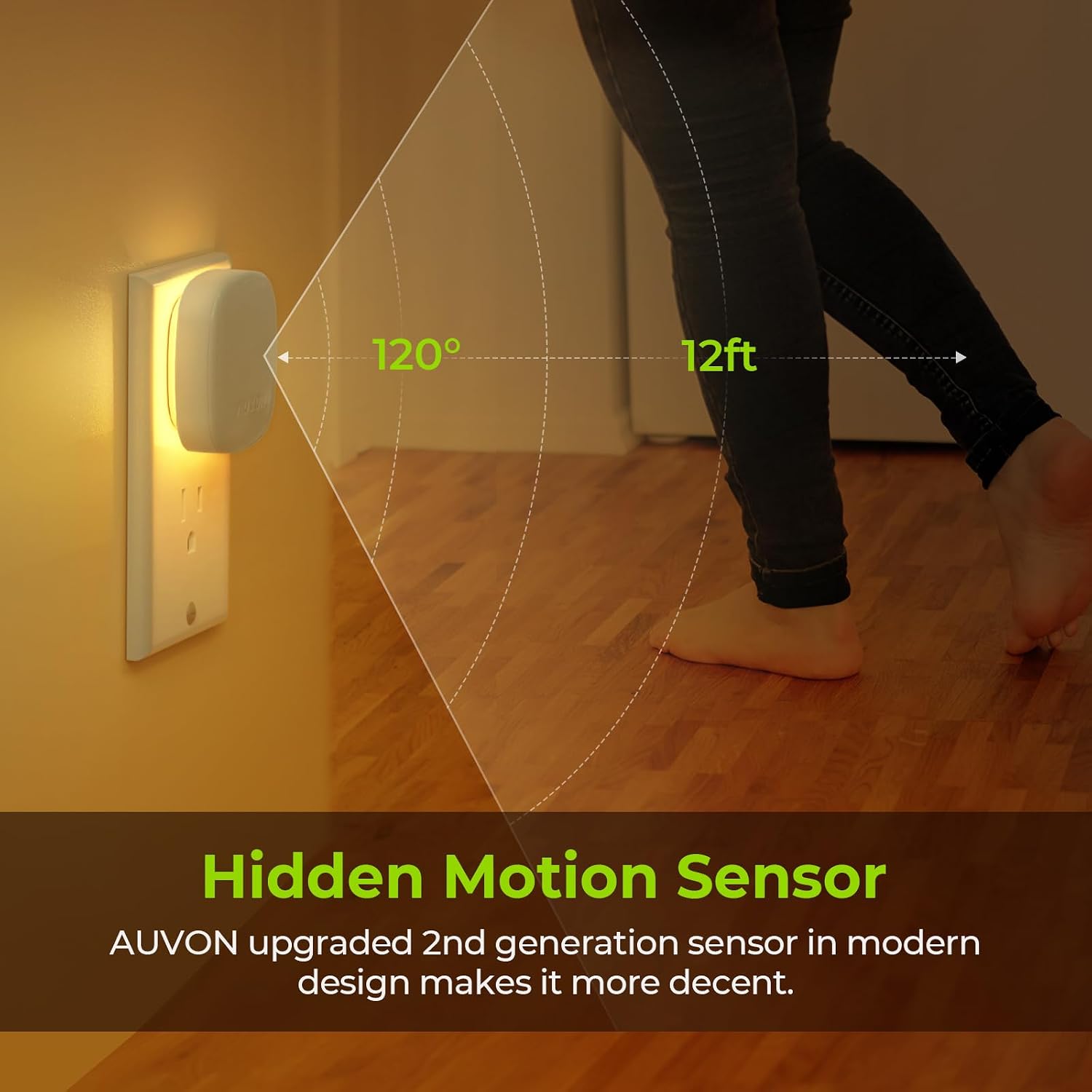 AUVON Plug-in LED Backlit Night Light with Motion Sensor & Dusk to Dawn Sensor, 2200K Soft Warm White Nightlight with 1-50lm Dimmable…