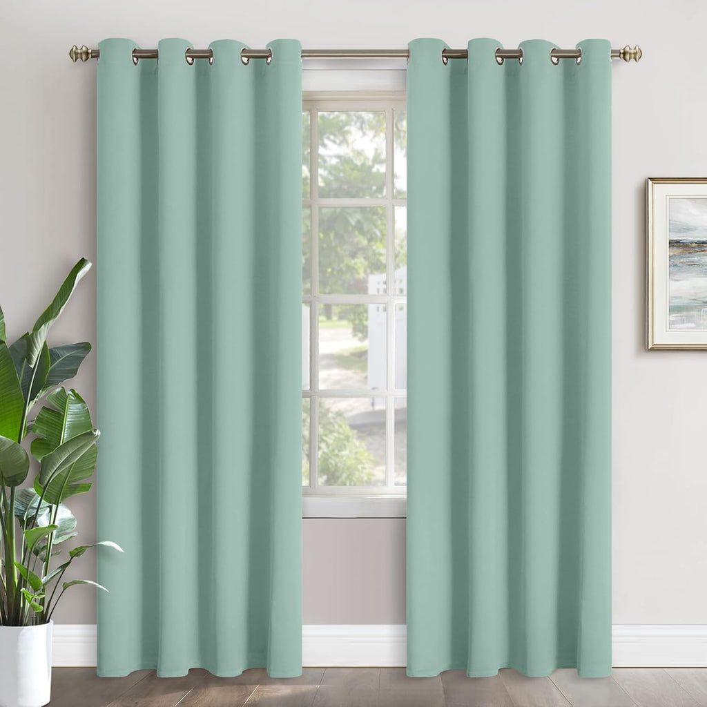 YoungsTex Sage Green Blackout Curtains 90 Inch Length for Bedroom - Thermal Insulated with Grommet Room Darkening Long Window Drapes Privac…