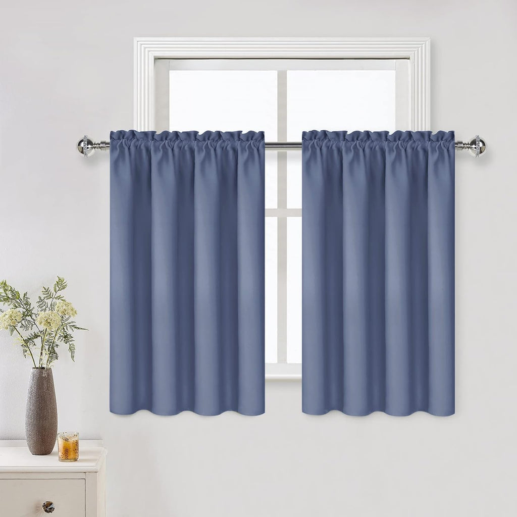 DWCN Blackout Curtains for Living Room Thermal Insulated, Energy Saving & Noise Reducing Bedroom Curtains, Dusty Blue, W 52x L 36 Inch…