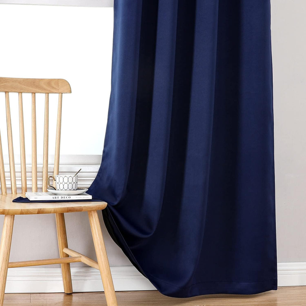 ChrisDowa 100% Blackout Curtains for Bedroom with Black Liner, 2 Thick Layers Total Blackout Thermal Insulated Grommet Window Curtains 2 Pa…