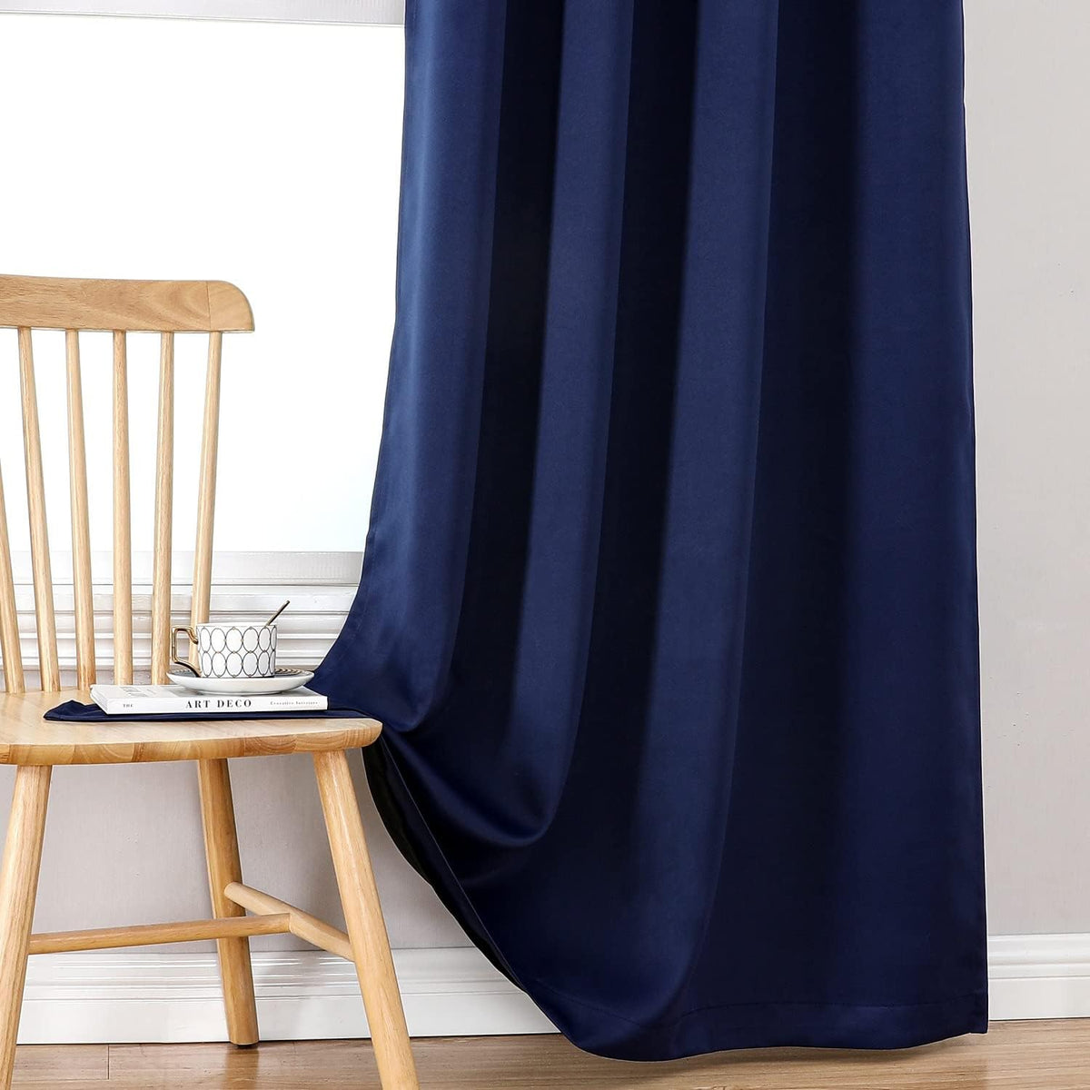 ChrisDowa 100% Blackout Curtains for Bedroom with Black Liner, 2 Thick Layers Total Blackout Thermal Insulated Grommet Small Window Curtain…