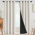 SimpleHome 100% Blackout Curtains for Bedroom, Thermal Insulated Cream Grommet Window Drapes Room Darkening Curtains for Living Room with Bl…