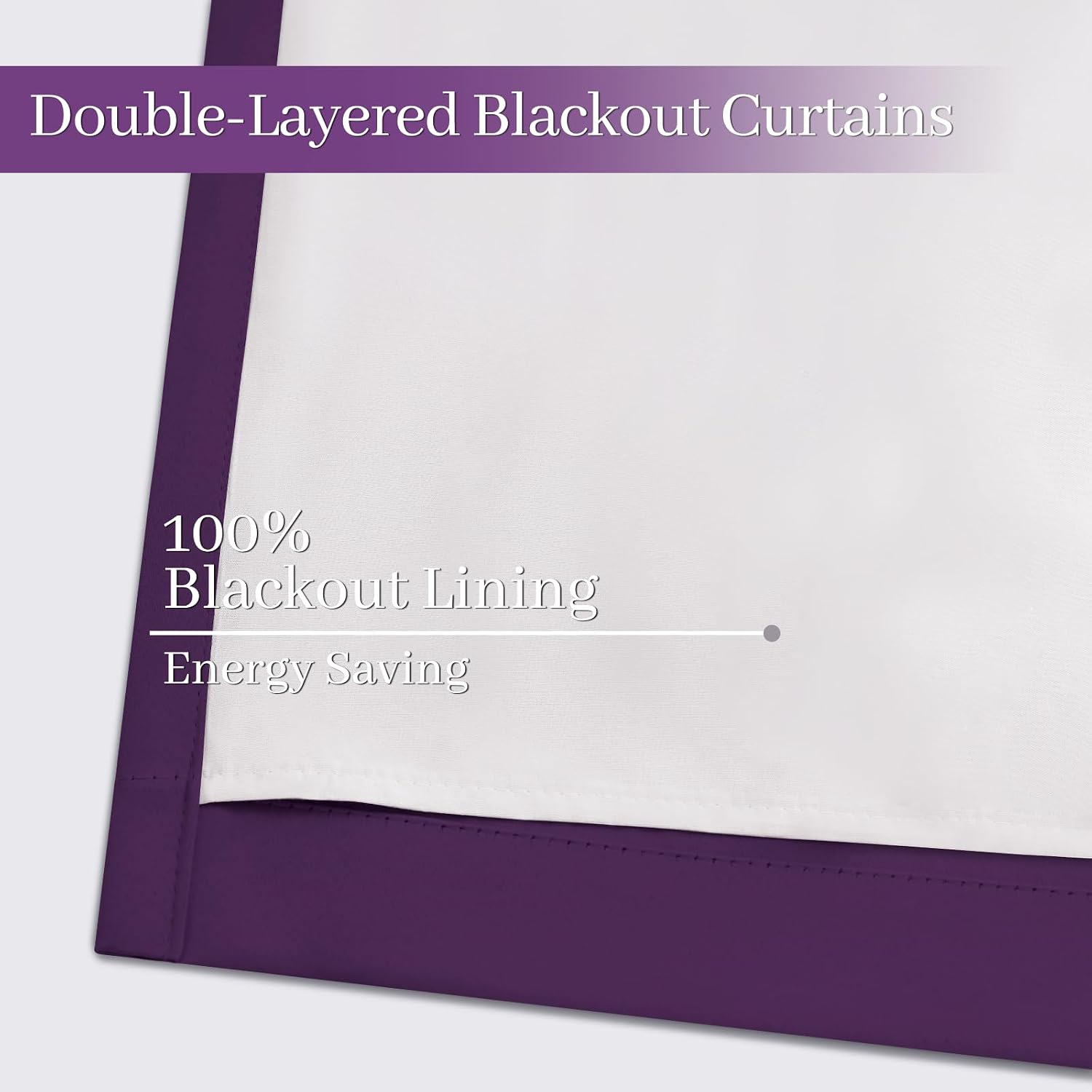 Yakamok Room Darkening 100% Blackout Curtains Grommet Window Treatments with 2 Thick Layers-Purple Thermal Insulated Drapes Set of 2 Panels…