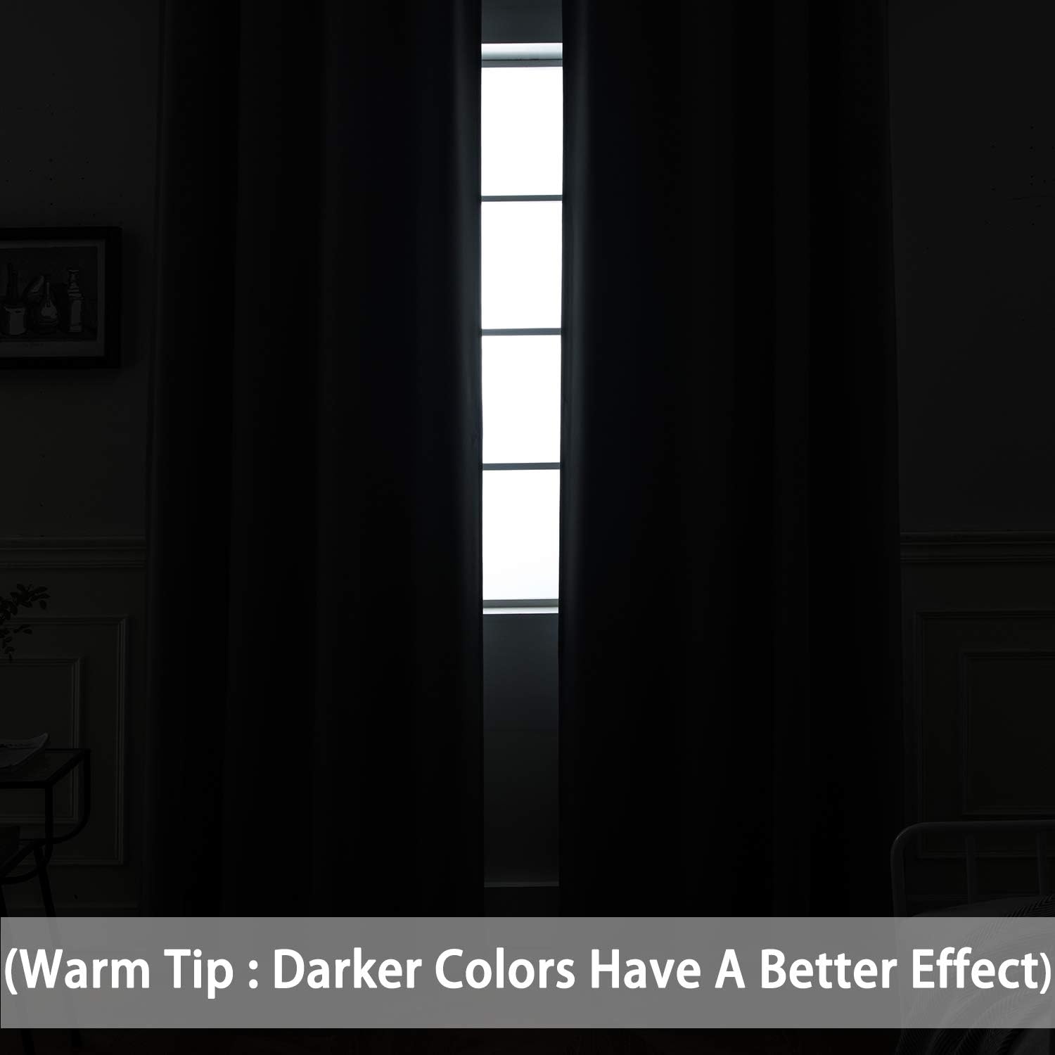 Yakamok Thermal Insulated Blackout Curtains Solid Grommet Window Drapery Bedroom/Living Room, Black, W52 x L96, 2 Panels