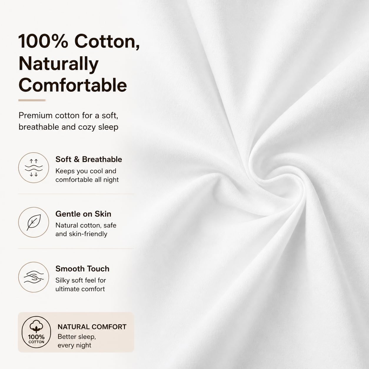 Evolive 300 Thread Count 100% Cotton Body Pillow Cover, 21" x 54", Soft Breathable Replacement Pillow Case with Hidden Zipper Closure (Whit…
