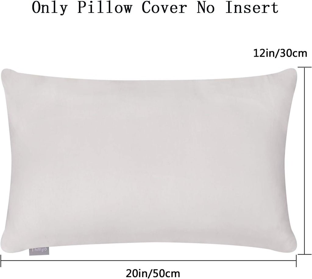 Thmyo 4-Pack 100% Cotton Lumbar Comfortable Solid Decorative Throw Pillow Case Rectangle Cushion Cover Sublimation Blank Pillow Covers DIY…