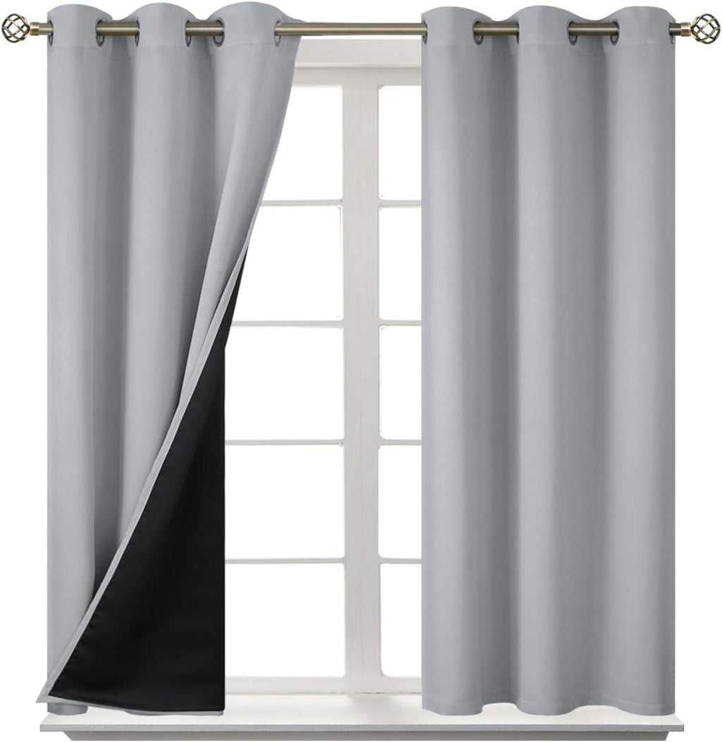 BGment Short 100% Blackout Curtains for Bedroom, Thermal Insulated Energy Efficiency Noise Reducing Grommet Curtains 54 Inch Length with Li…