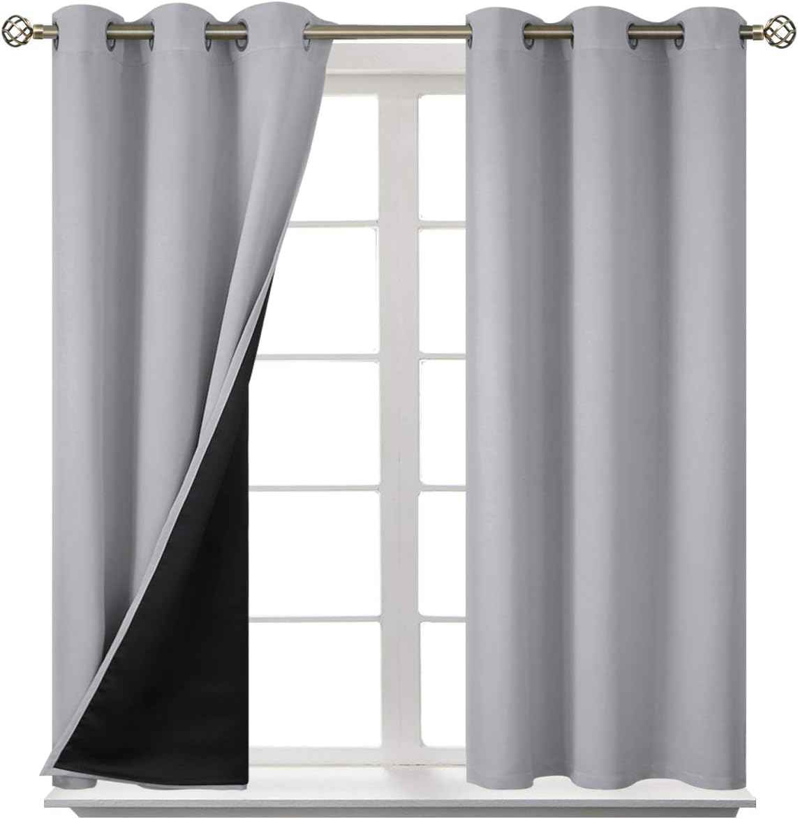 BGment Short 100% Blackout Curtains for Bedroom, Thermal Insulated Energy Efficiency Noise Reducing Grommet Curtains 54 Inch Length with Li…
