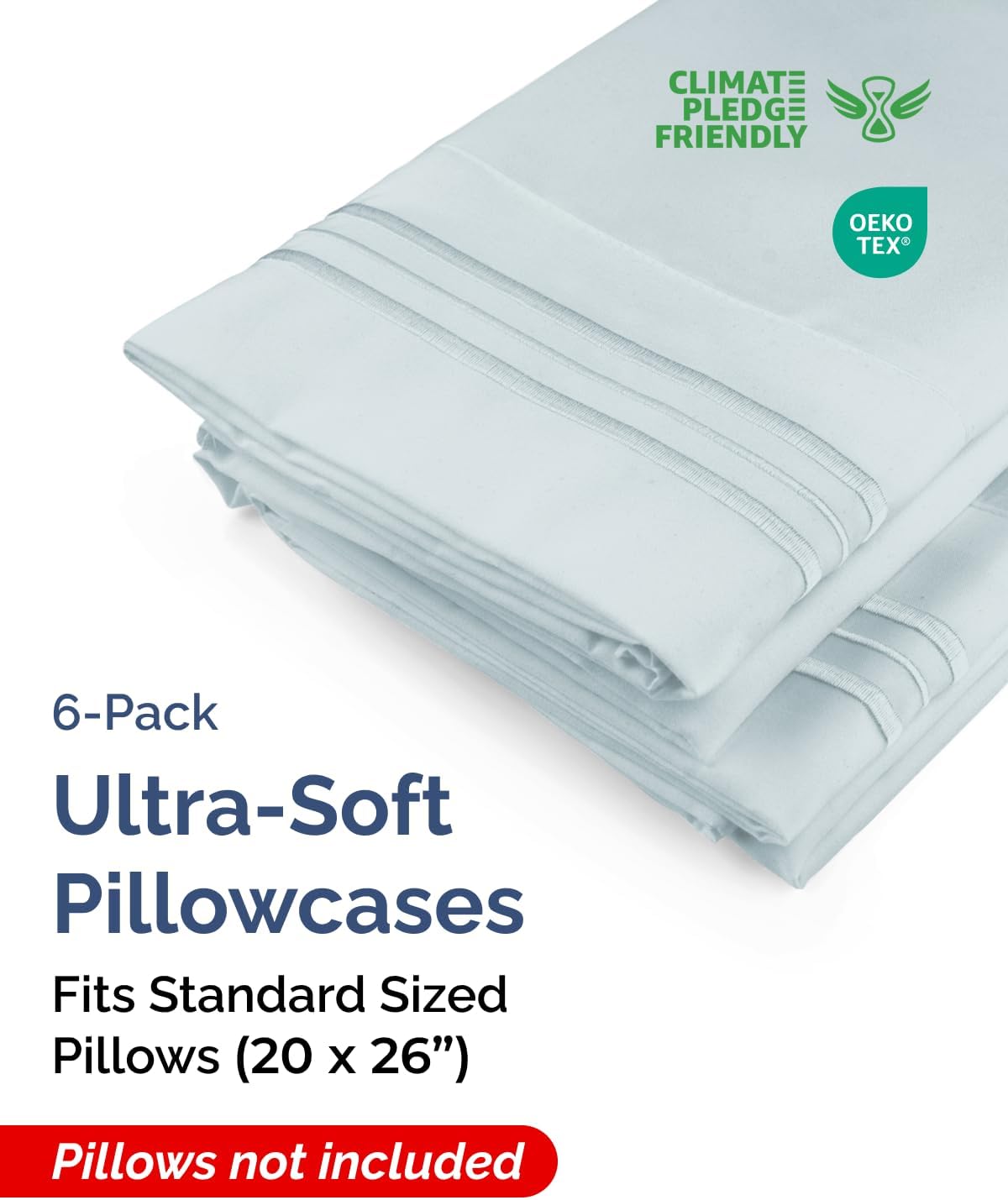 Standard Pillow Cases Set of 6 - Ultra Soft Hotel Quality Pillowcase Covers - Comfy, Cozy & Wrinkle Free - Shrink, Stain & Fade Resistant…
