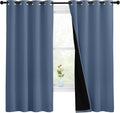 Nicetown 100% Blackout Curtains with Black Liners, Thermal Insulated Full Blackout 2-Layer Lined Drapes, Energy Efficiency Window Draperies…