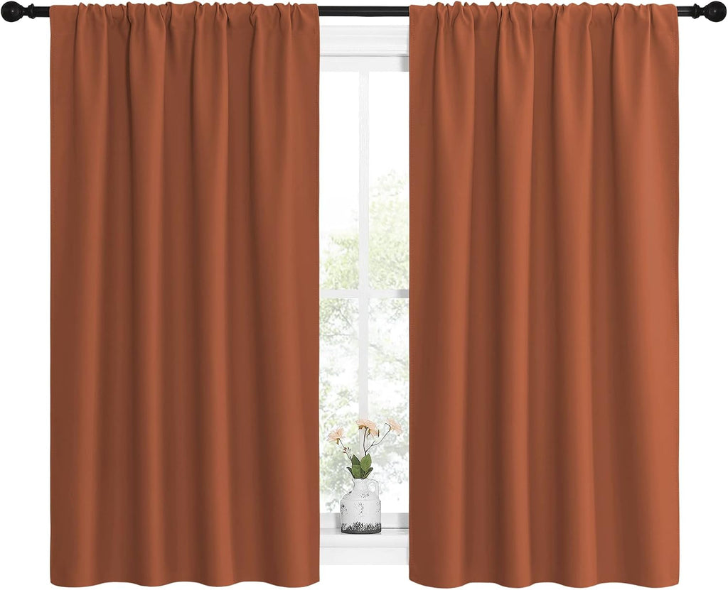 NICETOWN Blackout Curtains and Drapes - Thermal Insulated Solid Rod Pocket Blackout Draperies/Panels (Burnt Orange, 1 Pair, 42 by 54 inches)