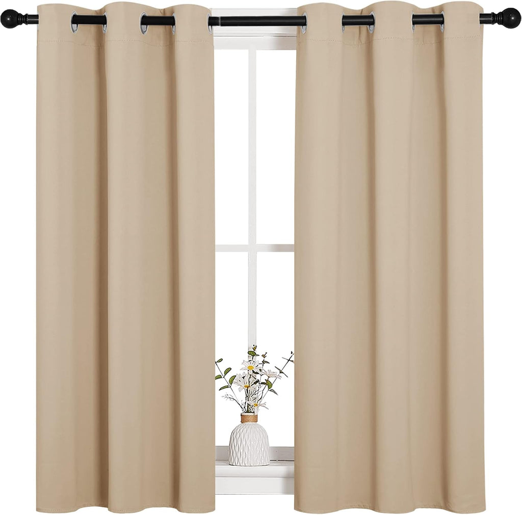 NICETOWN Room Darkening Curtain Panels for Cafe, Thermal Insulated Grommet Room Darkening Draperies/Drapes for Window (Biscotti Beige, 2…