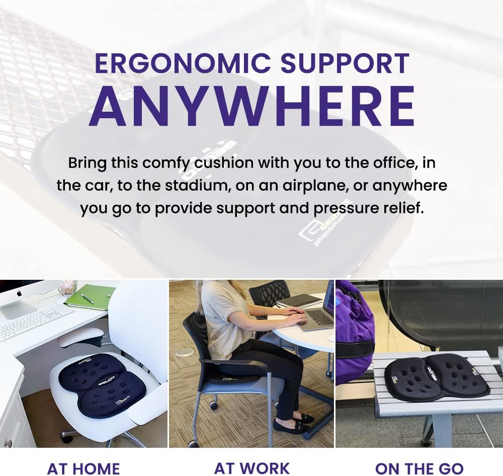 G Seat LITE Travel Gel Foam Cushion | Back Pain, Sciatica, Pressure Relief | Relieves Tailbone Discomfort, Promote Healthy Posture |…