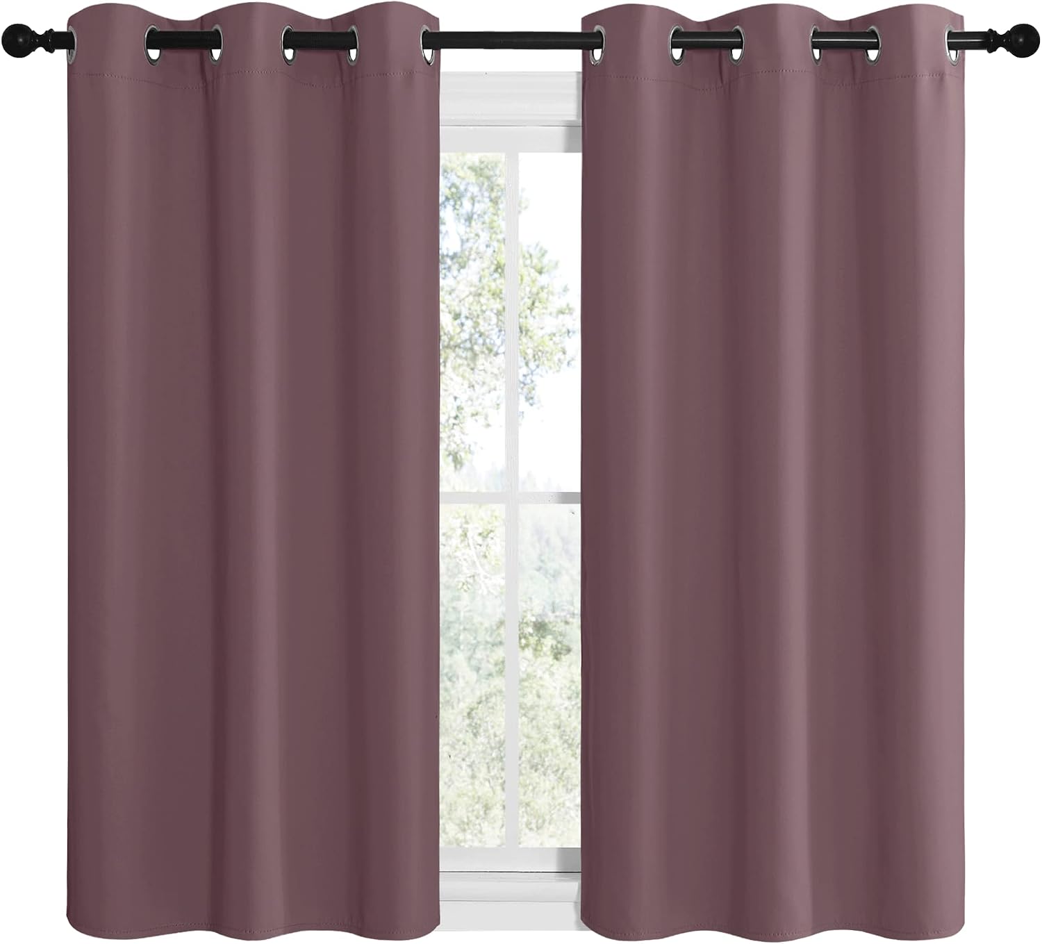 NICETOWN Dry Rose Room Darkening Curtains for Kitchen, Set of 2, 42 inches Wide by 50 inches Long, Window Treatment Thermal Insulated…