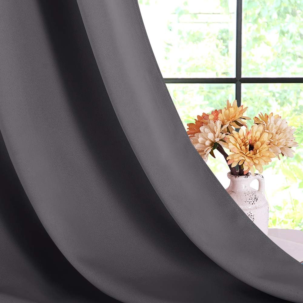 NICETOWN Bedroom Curtains Blackout Drapery Panels, Three Pass Microfiber Thermal Insulated Solid Ring Top Blackout Window Curtains/Drapes…