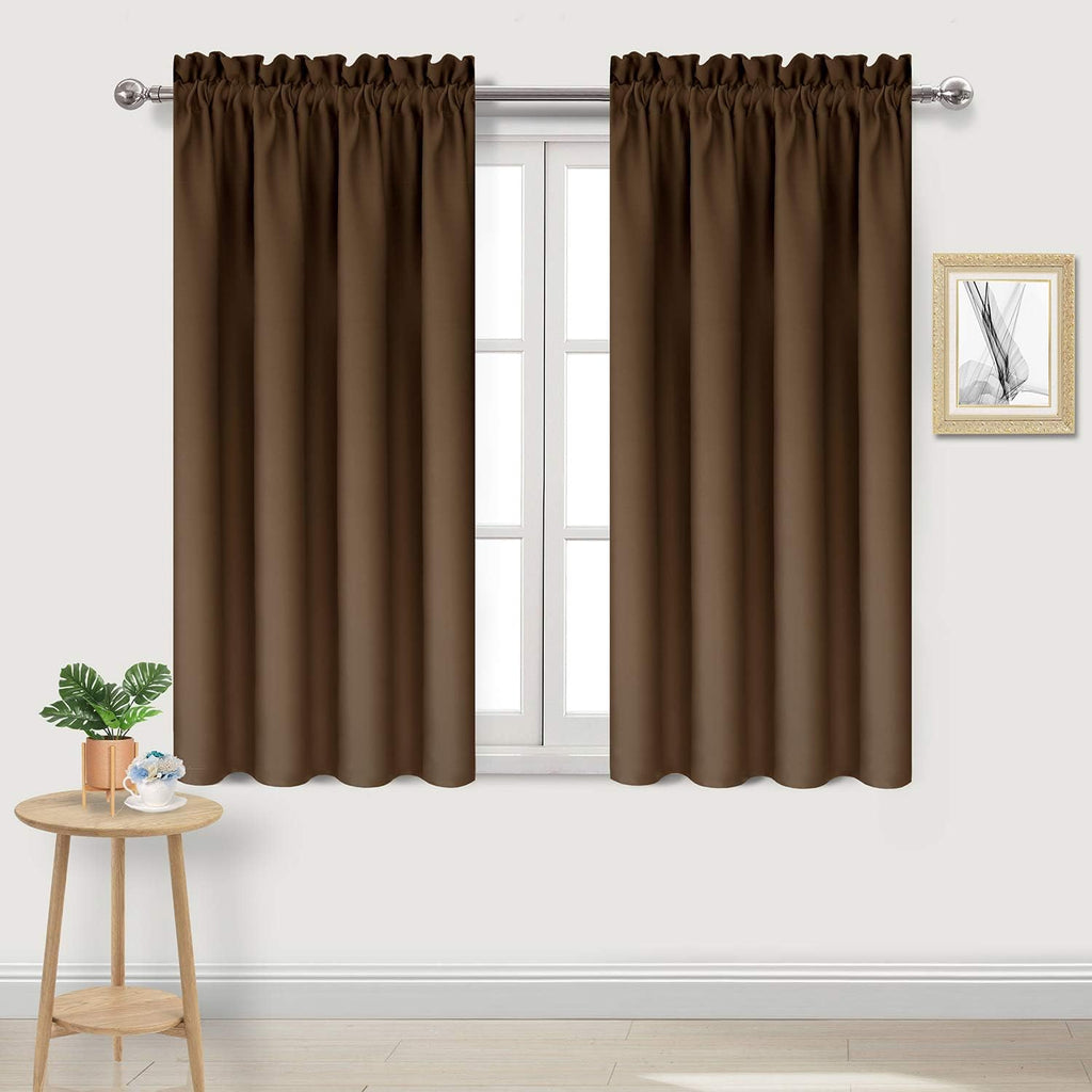 Dwcn Blackout Curtains Room Darkening Thermal Insulated Bedroom Curtains Window Treatments, 42 x 45 inches Long, Set of 2 Brown Rod Pocket…