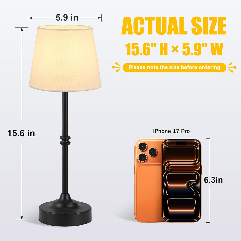 Kakanuo Rechargeable Cordless Table Lamp Black - 1 Pack 4000mAh Battery Operated Lamp, 3000K Warm Light, Touch Control Stepless Dimming…