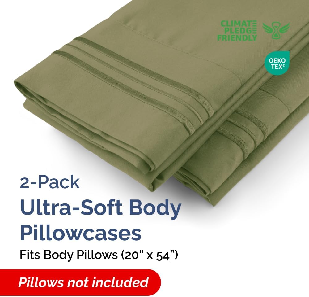 Body Pillowcases Set of 2-20x54 Long Body Pillow Case - Soft Body Pillow Cover for Sleeping & Side Sleepers - Comfy, Breathable & Wrinkle…