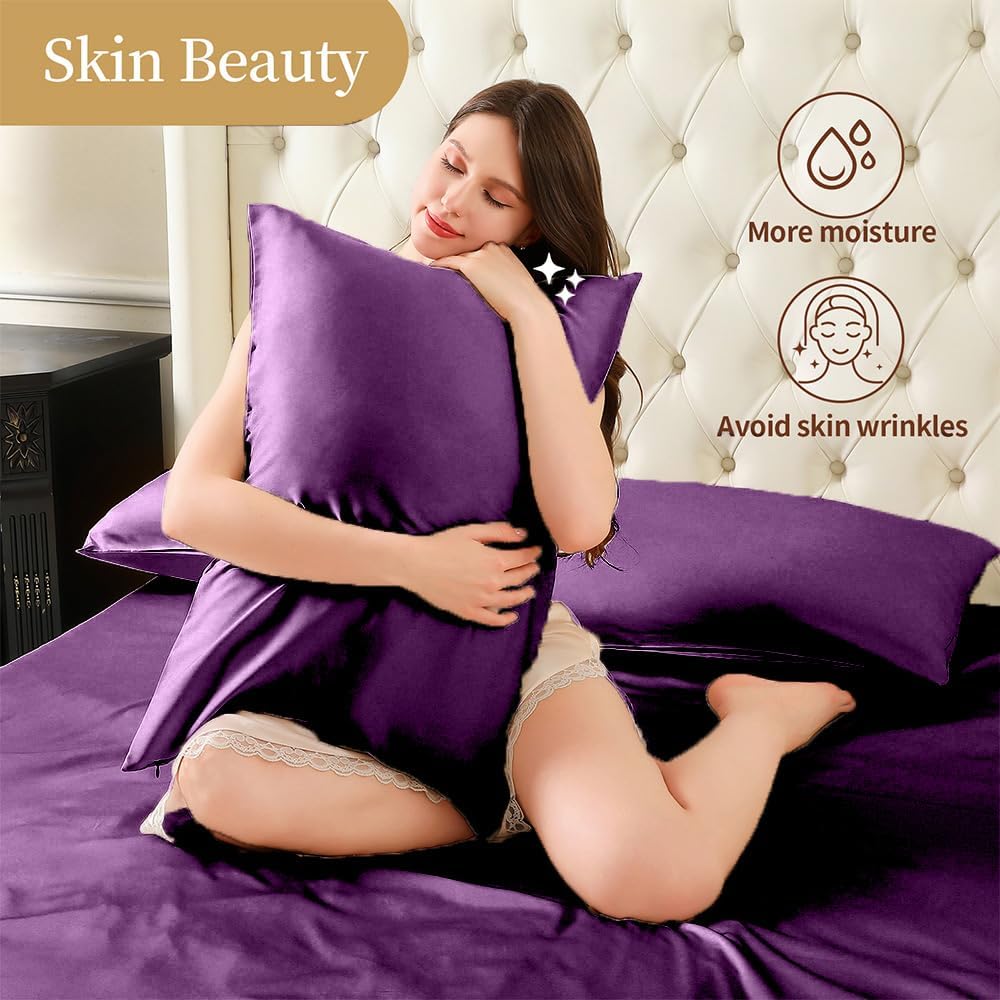 Mulberry Silk Pillowcase for Hair and Skin Standard Size 20"X 26" with Hidden Zipper, Softer Than Silk Pillow Cases Smooth Cooling Pillow…