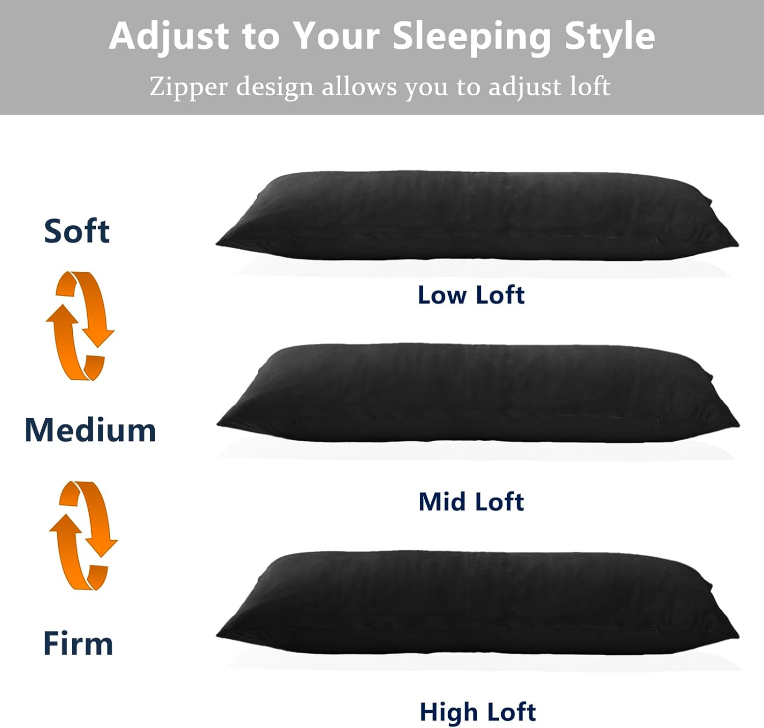 1 MIDDLE ONE Body Pillow, Memory Foam Body Pillows for Adults Sleeping, Long Pillow for Bed, Big Large Firm Full Body Pillow for Side…