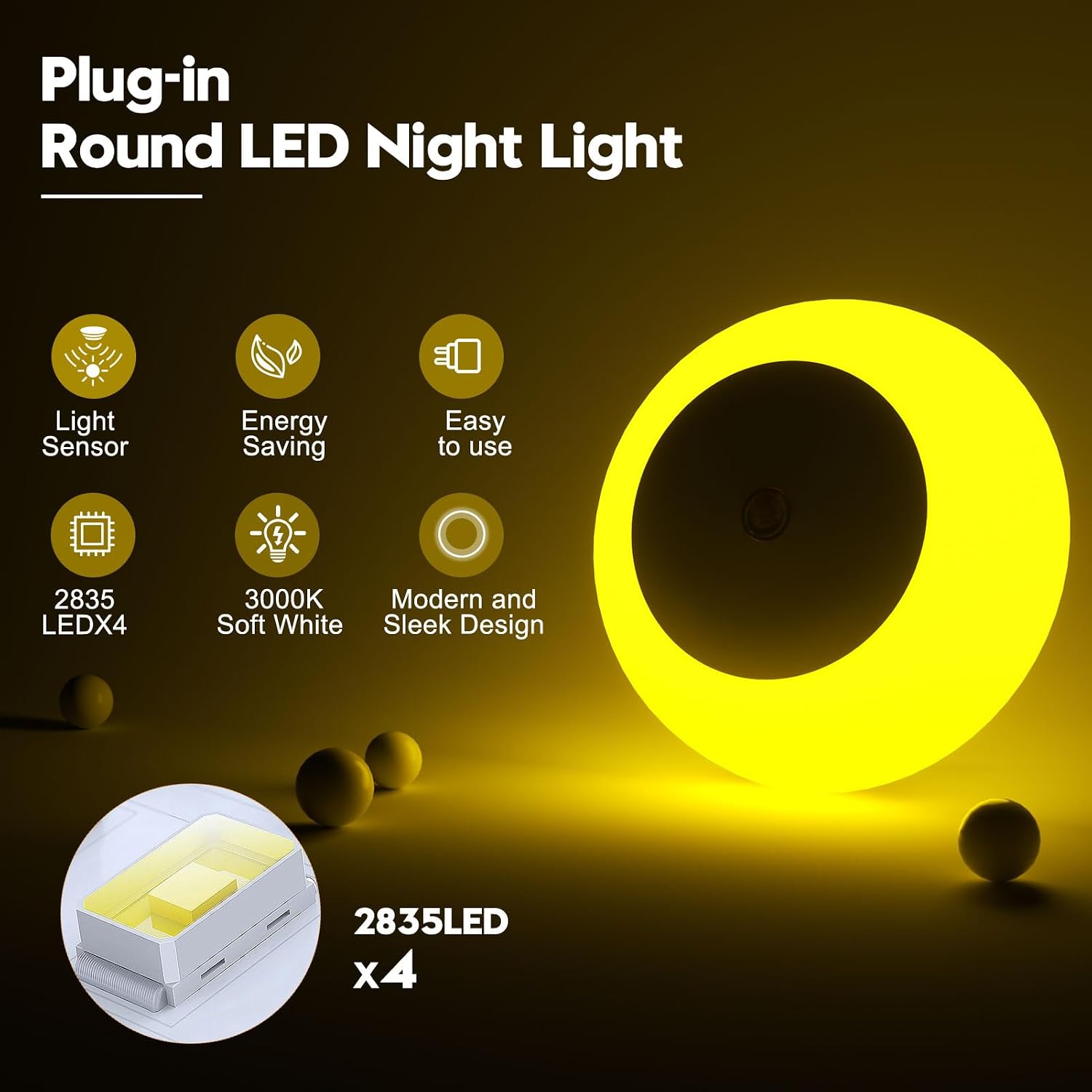 fesnne Night Light, Night Lights Plug into Wall, Dusk to Dawn Sensor, Amber Led Night Light 0.5W, 8 Pack Nightlight for Adults, Bedroom…