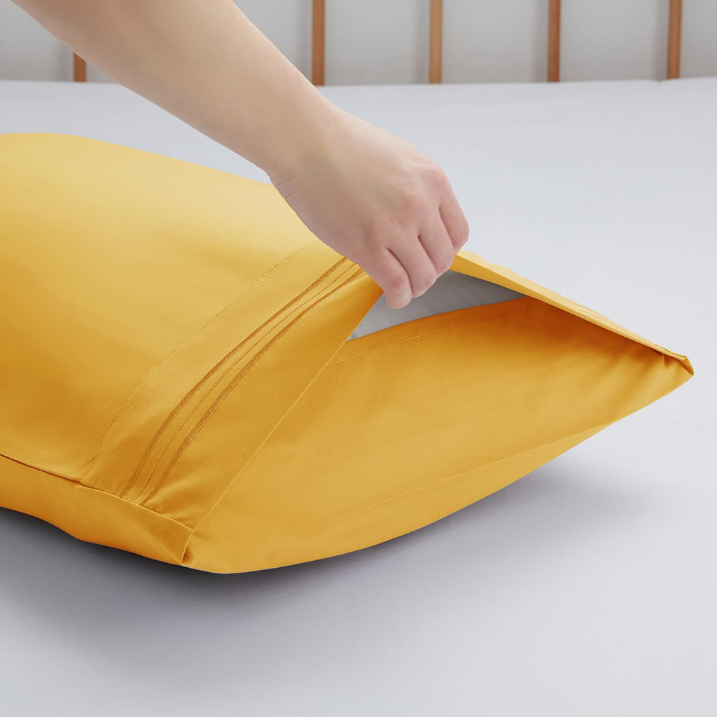Nestl Yellow King Pillow Cases 2 – Soft King Size Pillow Case, 1800 Brushed Microfiber Pillowcases, Envelope Closure Pillowcase, King Pillo…