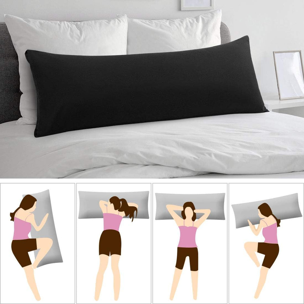 PiccoCasa Body Pillow Cover with Zipper Closure, Brushed Microfiber, Black (20"x54")