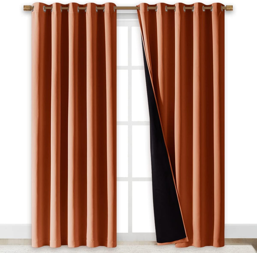 Nicetown 100% Blackout Window Curtain Panels, Cold and Full Light Blocking Drapes with Black Liner for Nursery, 84" Drop Thermal Insulated…