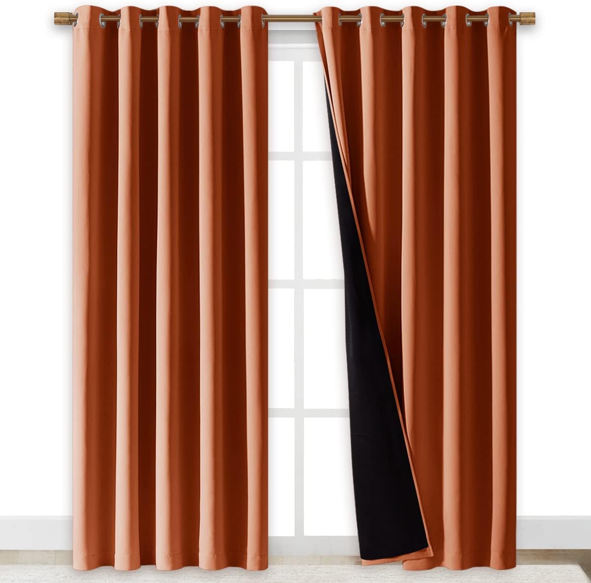 Nicetown 100% Blackout Window Curtain Panels, Cold and Full Light Blocking Drapes with Black Liner for Nursery, 84" Drop Thermal Insulated…