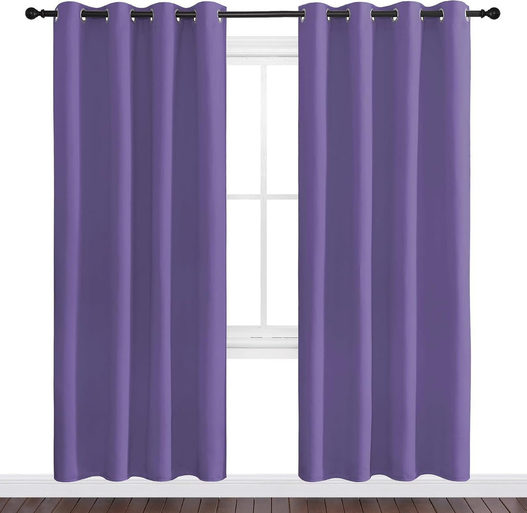 Nicetown Lilac Purple Blackout Curtains 78" Long, 55" Wide, 2 Pieces for Office, Dining, Guest Room - Sound Reducing, Heat and Cold Block P…