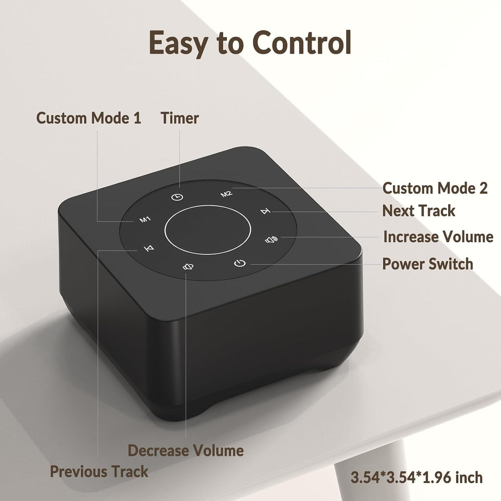 White Noise Sound Machine, Noise Machine for 20 Soothing Sounds, 2 Customizable Shortcut Buttons, Timer, Memory Function, USB-A Cable…