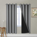 Yakamok Gray Full Shading Curtain Panels for Windows, 2 Thick Layers Thermal Insulated Drapes with Black Liner for Living Room(52Wx72L, Gre…