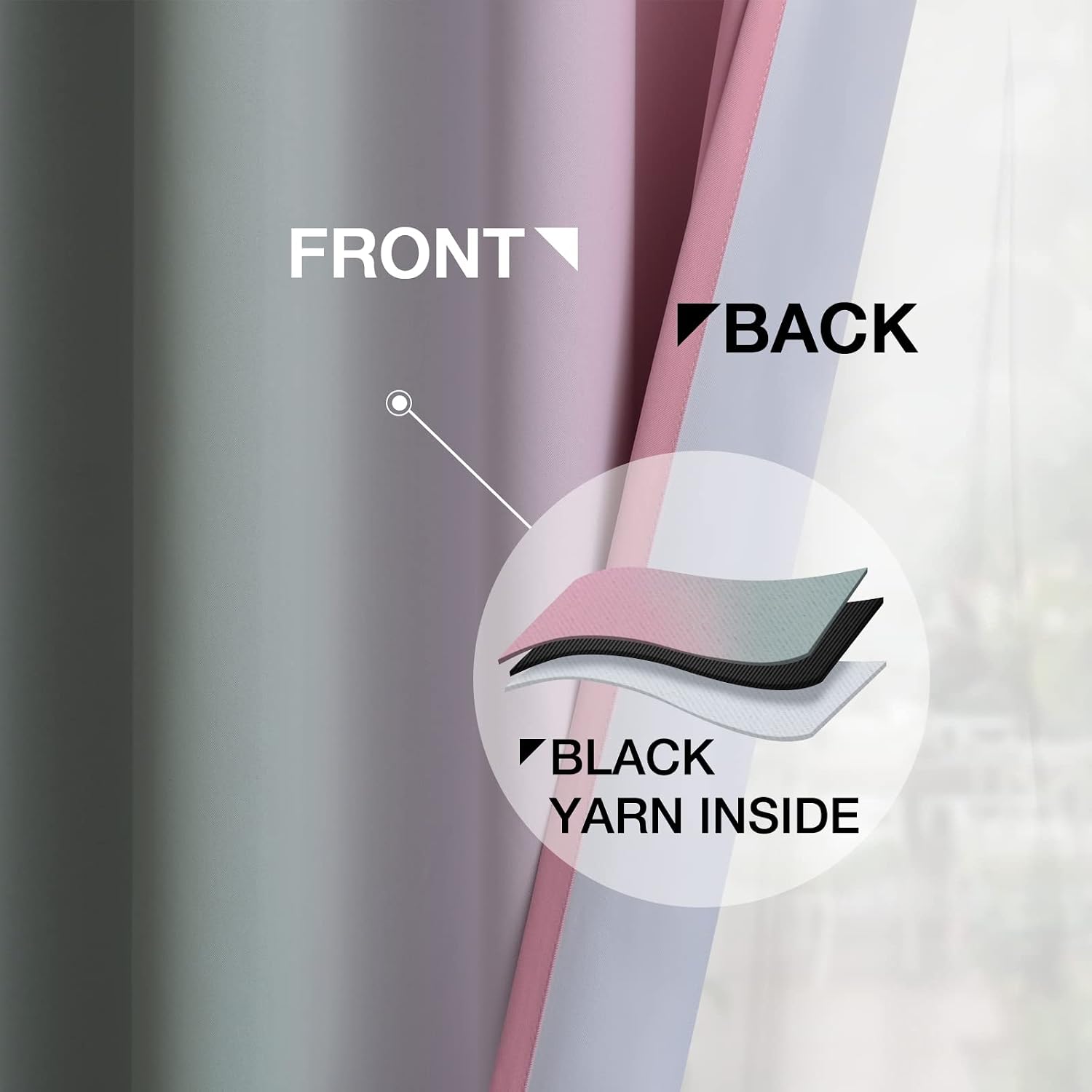 Yakamok Ombre Pink and Grey Curtains for Bedroom, Gradient Room Darkening Curtains, Grommet Thermal Insulated Light Blocking Window Drapes/…