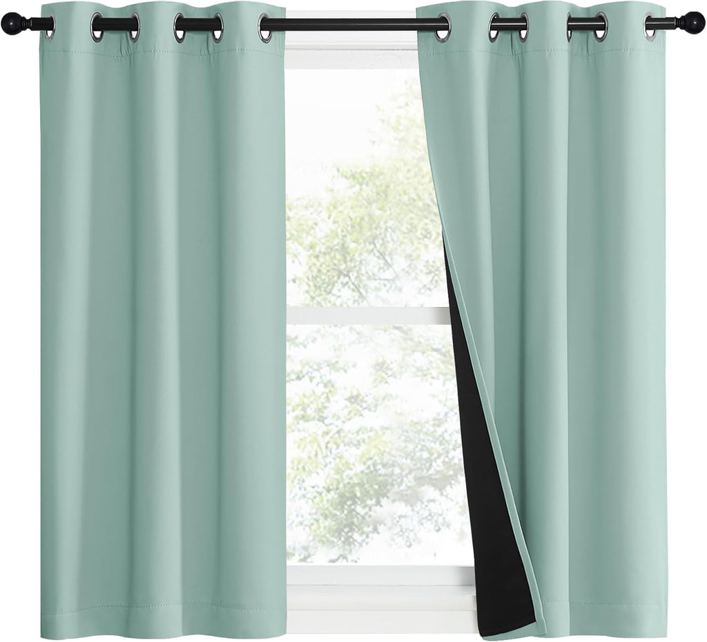 Nicetown Aqua Blue 100% Blackout Curtain Set, Thermal Insulated & Energy Efficiency Window Draperies for Guest Room, Full Shading Panels fo…