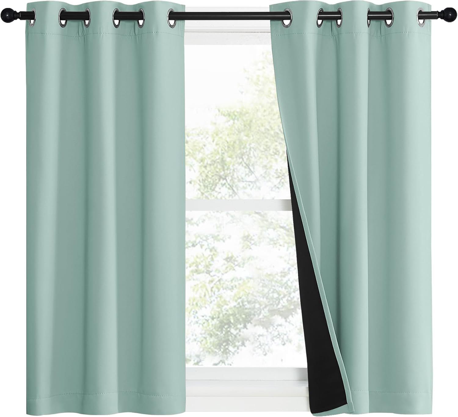 Nicetown Aqua Blue 100% Blackout Curtain Set, Thermal Insulated & Energy Efficiency Window Draperies for Guest Room, Full Shading Panels fo…