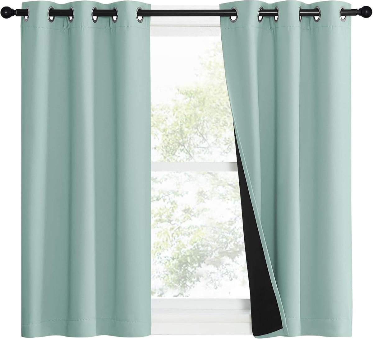 Nicetown Aqua Blue 100% Blackout Curtain Set, Thermal Insulated & Energy Efficiency Window Draperies for Guest Room, Full Shading Panels fo…