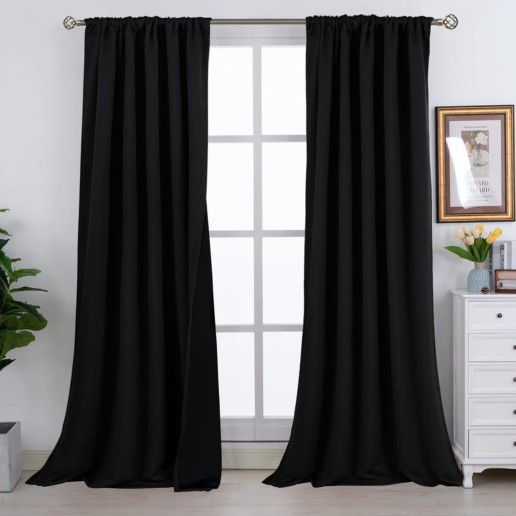 BGment Full Blackout Curtains with Thermal Insulation Liner Curtains 108 Inches Long, Rod Pocket and Back Tab Double Layer Room Darkening…